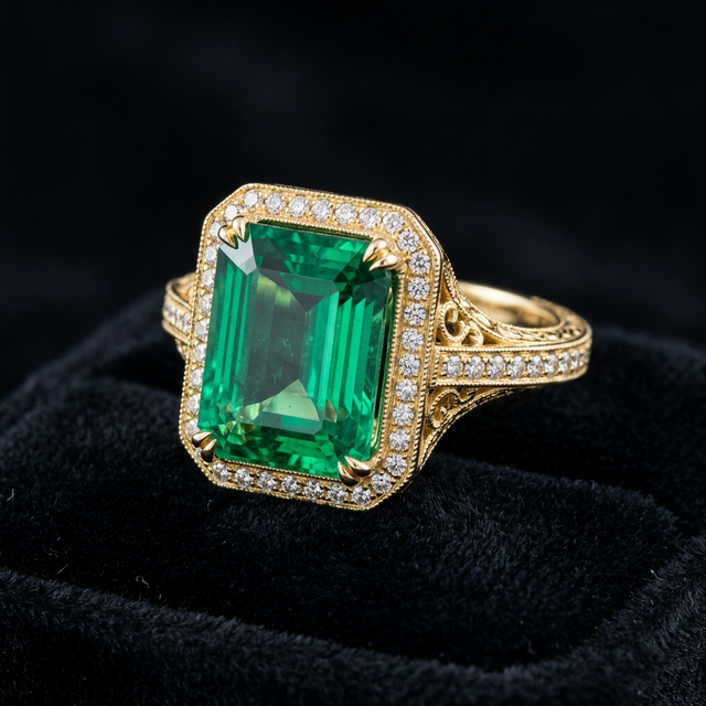 Emerald Cocktail Ring artificial rings by Swarna