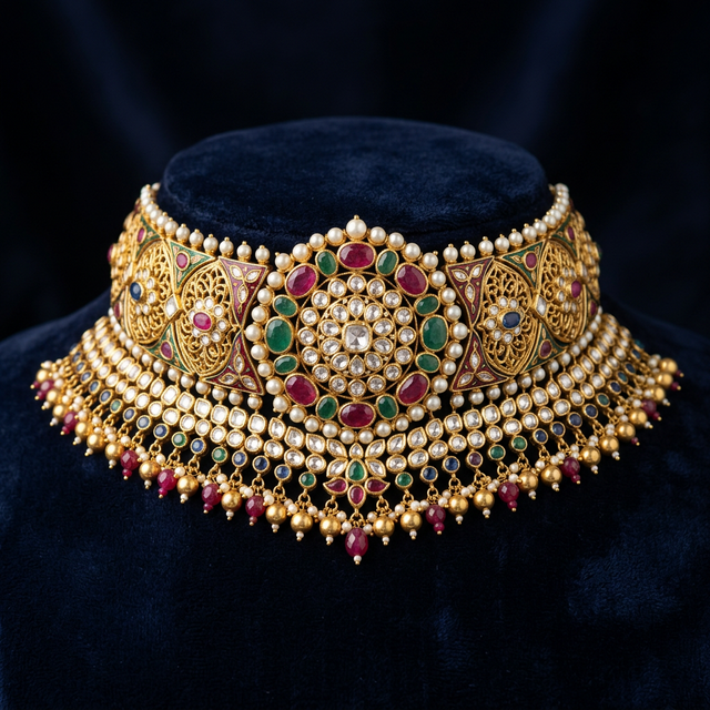 Kundan Choker Necklace artificial necklaces by Swarna